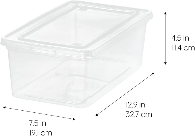 IRIS USA 6-Pack 6 Qt Storage Bins with Lids, Clear, Stackable | Ideal for shoes, crafts, office supplies and pantry items, nestable design, transparent design makes contents easy to find