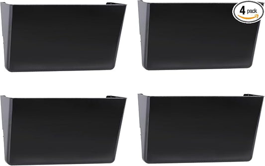EASEPRES 4 Pack Black Single Pocket Hanging File Organizer, Plastic Wall Mount Paper Mails Magazines Holder, Mounted Folder Bins for Office, School and Home, 12.99x4.13x7.48 inches