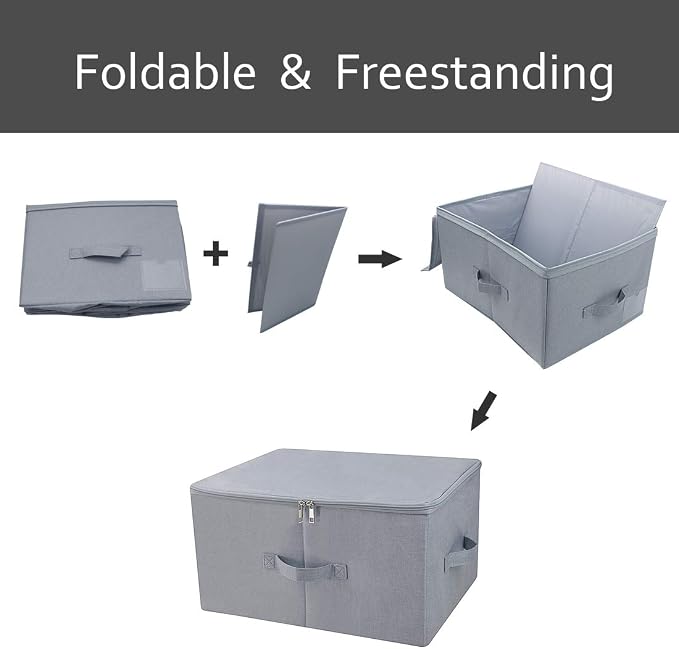 17.6 X 13.6 X 9.7",Folding Closet Clothes Storage Boxes with Zip Lid, 2 PCS | 17.6"x 13.6"x 9.7", drawer Cubes, Breathable Fabric & foldable Design Organizer Bins for Clothing Toy Dolls, Blankets