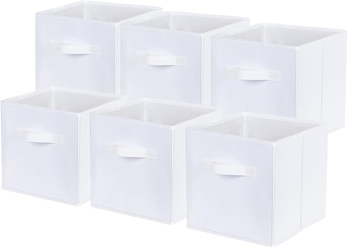 ShellKingdom Storage Bins, Foldable Fabric Storage Cubes And Cloth Storage | Storage Organizer For Closet And Toys, 10.5x10.5x11 INCH, 6 Pack (White)