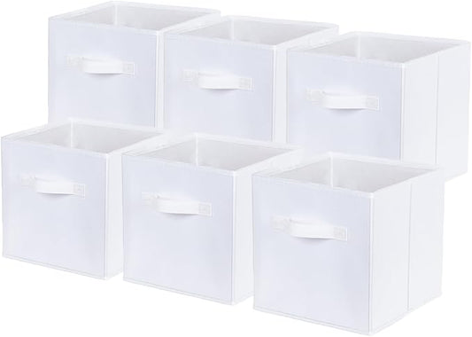 ShellKingdom Storage Bins, Foldable Fabric Storage Cubes And Cloth Storage | Storage Organizer For Closet And Toys, 10.5x10.5x11 INCH, 6 Pack (White)