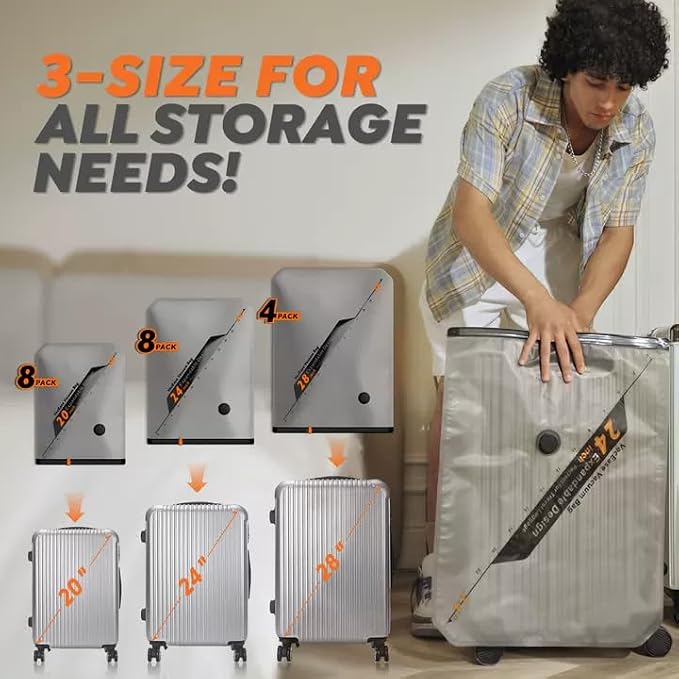 Vacbird Rechargeable Wireless Pump Travel Storage Bags Set - 20 Pack Portable Space Saver Bags for Travel & Home - Vacuum Compression Packing Seal for Clothes, Blankets, Seasonal Storage