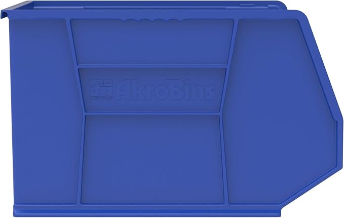 Akro-Mils 30270 AkroBins Plastic Storage Bins, 18"x16"x11", Blue, 3-Pack | Space-Saving Stackable Bins for Garage, Pantry, Craft Organization