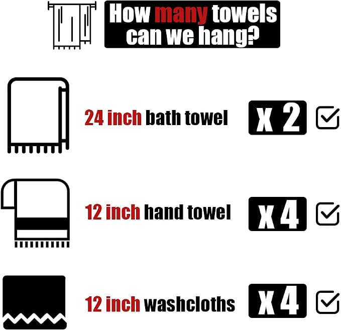 JQK Chrome Towel Bar, 24 Inch 304 Stainless Steel Thicken 0.8mm Double Bath Towel Rack for Bathroom, Towel Holder Polished Chrome Wall Mount, Total Length 27.16 Inch, TB100L24-CH