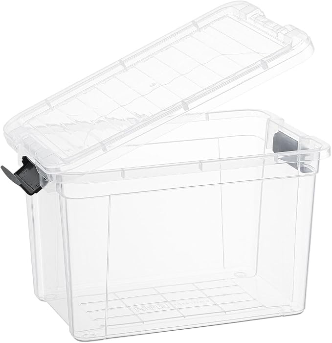 Superio Small Clear Storage Box with Lid, 8.75 Quart Plastic Container Bins for Organizing, Stackable Crates, BPA Free, Non Toxic, Odor Free, Organizers for Home, Office, School, and Dorm