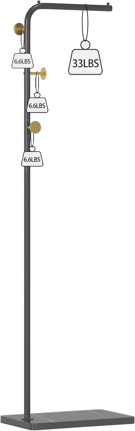 HOMEFORT Metal Coat Rack, Modern Coat Tree with 3 Hooks, L Shaped Coat Hanger Stand, Freestanding Coat Rack for Entryway and Corner, Black