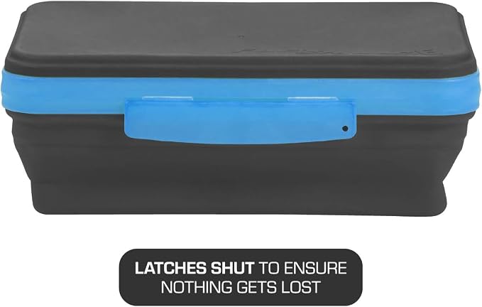 It's Academic Flexi Storage Box with Lid, Collapsible Pencil Case Design for Craft and School Supplies, Blue/Black
