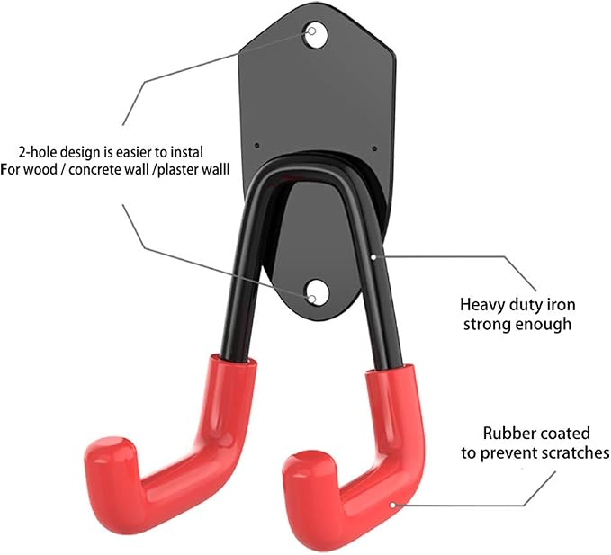 TORACK Garage Hooks Heavy Duty, 15 Pack Wall Mount Steel Utility Hooks&Hangers, Anti-Slip Rubber Coated, Garage Storage Organizer for Garden Tools, Power Tools, Ladders, Brooms, Bikes, Bulk Items