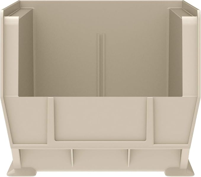 Akro-Mils 30240 AkroBins Plastic Storage Bins, 15"x8"x7", Stone, 12-Pack | Space-Saving Stackable Bins for Garage, Pantry, Craft Organization