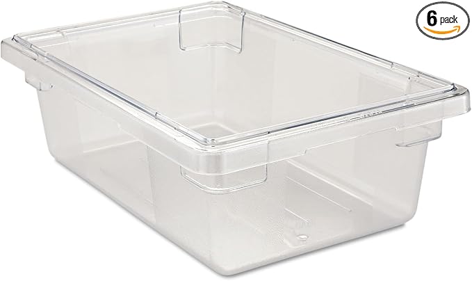 Rubbermaid Commercial Products Polycarbonate Food Storage Box/Tote, 3.5 Gallon, Clear, for Restaurant/Kitchen/Cafeteria (Pack of 6)