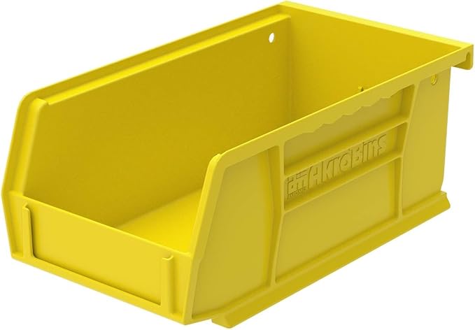 Akro-Mils 30220 AkroBins Plastic Storage Bins, 7"x4"x3", Yellow, 24-Pack | Space-Saving Stackable Bins for Garage, Pantry, Craft Organization