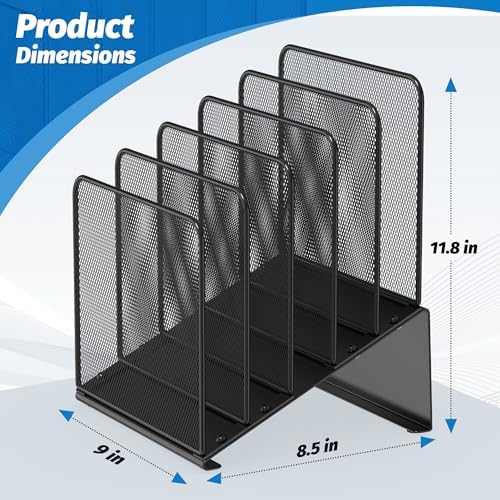 Inclined 5-Section Desk File Organizer, Vertical File Folder Holder File Sorter File Organizer for Desk Desktop Organization for Office Classroom