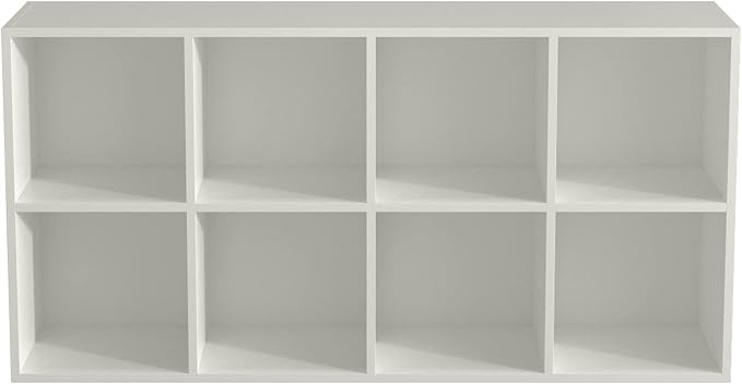 OSCHF 8-Cube Storage Shelf Bookcase, Warm White | Wooden 4-Tier Open Bookshelf, Fits 11×11" Bins, Vertical or Horizontal Use, Full Back Panels, For Home Office