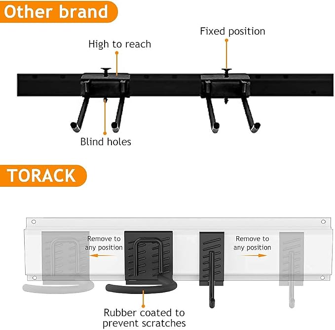 TORACK Bike Storage Rack, 6 Bike Racks & 5 Hooks for Garage, Wall Mount Vertical Bicycles Hanger for Home Space Saving, up to 600lbs, 64-inch