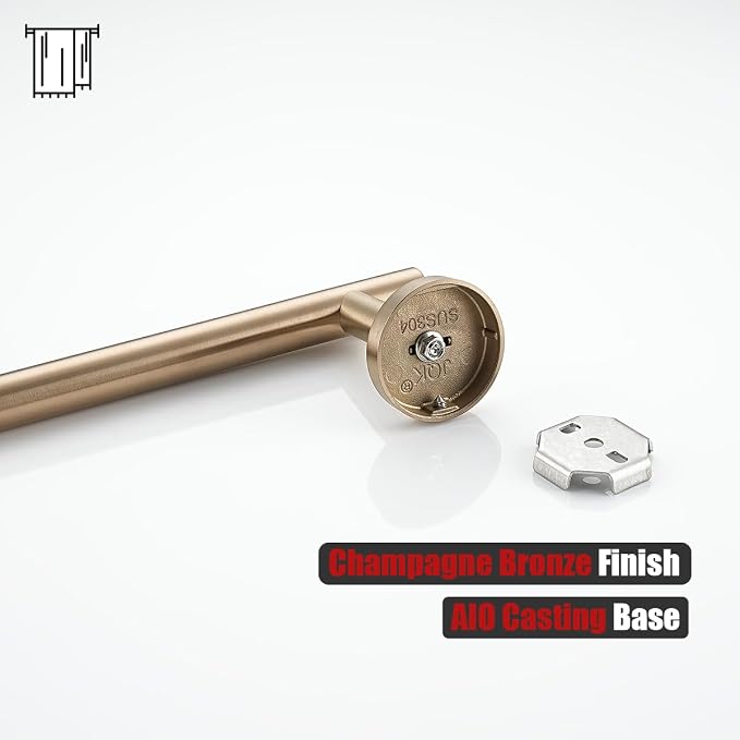 JQK Champagne Bronze Towel Bar, 27 Inch 304 Stainless Steel Thicken 0.8mm Towel Rack Bathroom, Towel Holder Wall Mount, Useable Length 24 Inch, TB110L24-CB