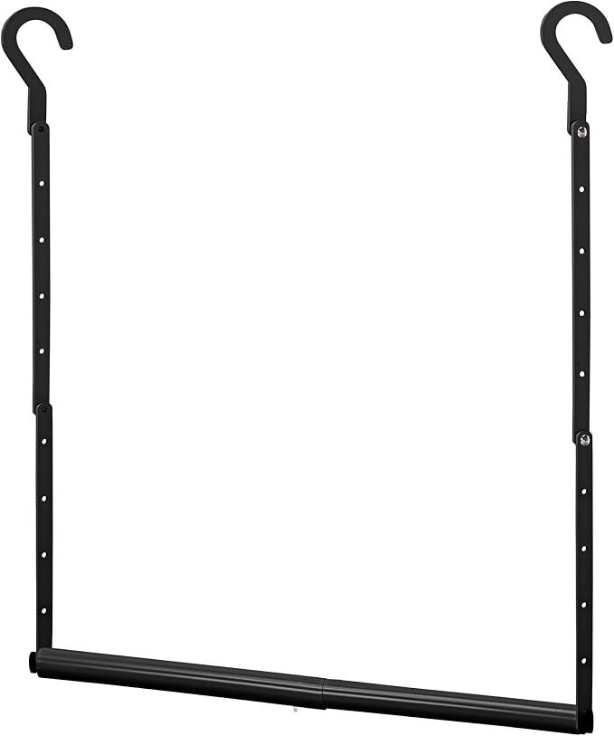 STORAGE MANIAC Adjustable Closet Rod for Hanging Clothes, 1 Pack Black | Expandable 17.9"-29.7" Heavy-Duty Metal Closet Hanging Rod with 9 Height Adjustments, Space-Saving Double Closet Organizer