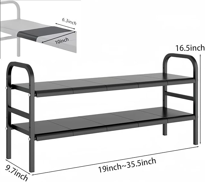 Expandable Under Sink Organizer with 10 Removable Panels, Adjustable Storage 2-Tier Shelf for Kitchen, Bathroom, Pantry,Multi-Purpose Expandable Cabinet Shelf Rack (19-35.5 Inch) (brown, Large)