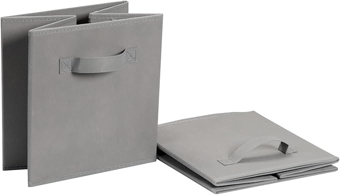 Amazon Basics Collapsible Fabric Storage Cube Bins Organizer with Handles for Organizing, Sturdy, Gray, 13 x 13 x 13 inch, 6-Pack