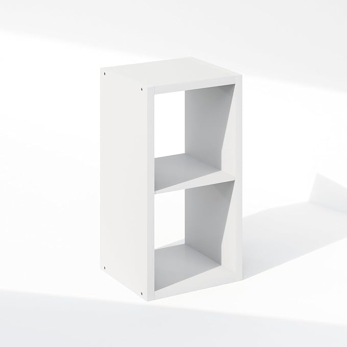 Furinno Cubic Extra Thick 2-Cube Closet Organizers and Storage, White | 14.6 x 16 x 30 in, Open Shelf Closet Storage, Closet Organizer, for Wardrobe, Bedroom, Living Room