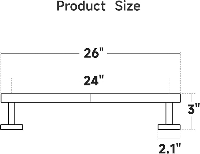 USHOWER Light Gold Towel Bar, 24-Inch Towel Racks for Bathroom | Thicken SUS304 Stainless Steel Towel Rod, Towel Holder Wall-Mounted, Modern Home Decor (Total Length 26-Inch)
