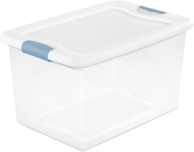 Sterilite Latching Box with Lids for Home and Office, 64 Quart, 4-Pack | Heavy-Duty and Stackable Plastic Containers with Latches for Closet, Cabinet, Bedroom, Bathroom and Dorm Room Organization