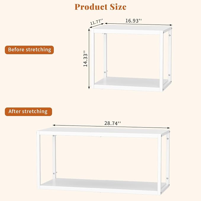 ThreeHio 2 Pack Expandable Garage Shelves Wall Mount, Heavy Duty Garage Wall Shelving, Hanging Storage Rack Metal Shelving for Garage Organization, Floating Shelves for Laundry bathroom Living Room