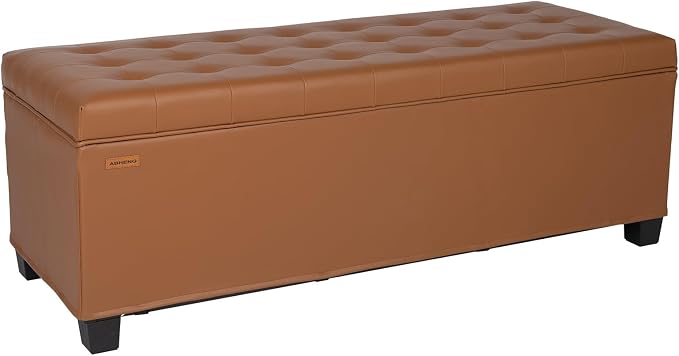 ABHENG 43.5”W Metal Frame end of Bed Storage Ottoman Bench UASND624Z | hold up to 770 LB,100L of Storage space,Water proof Synthetic Leather Cover ,43.5”W x 15.7”D x 15.7”H, Window entryway bench
