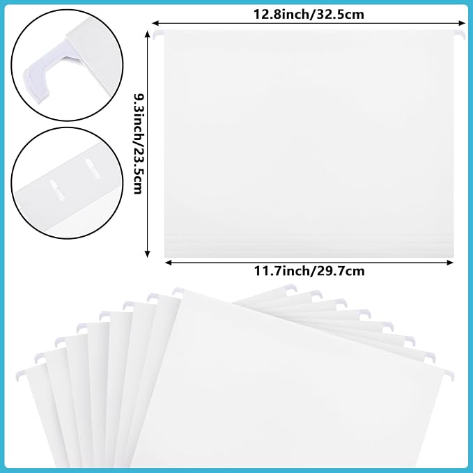 Dispowreath 24 Hanging File Folder with Acrylic Organizer for Letter/a4 Size Desktop Clear File Storage Box with Handles for Home Work Office Use(White,Classic)