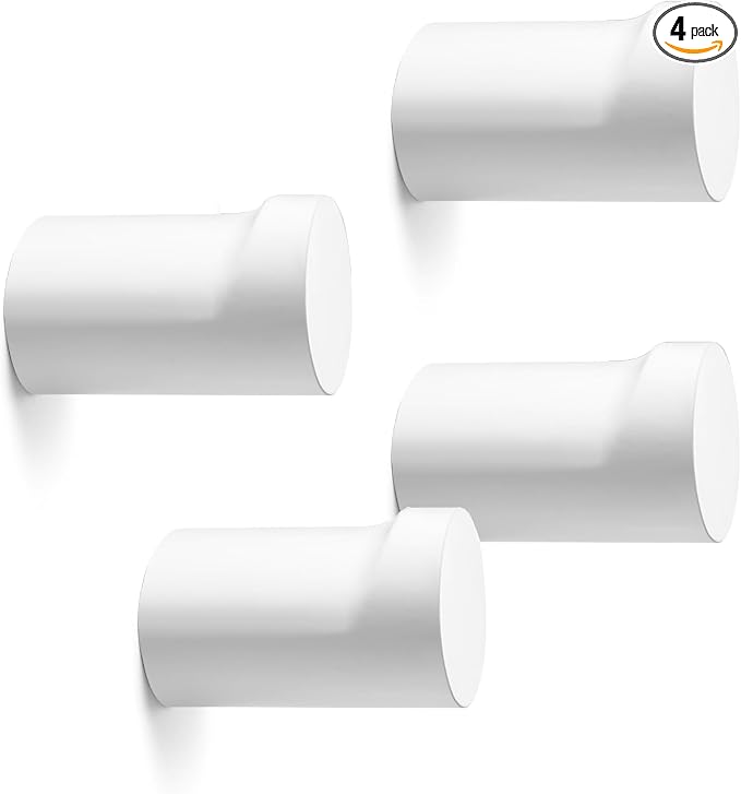 bsdonte Wood Wall Hooks, 4 Pack White Decorative Coat Hooks Wall Mounted, Modern Hat Hooks Heavy Duty Entryway Wall Hangers for Hanging Purse, Towels, Clothes, Backpack