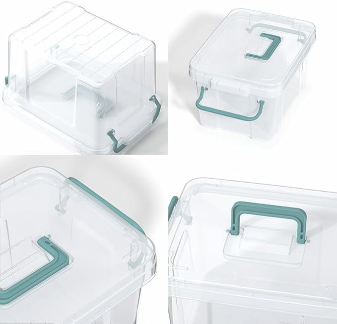 Covetree 7 Pack Small Storage Bins Plastic Storage Container Stackable Box with Lids,with Handle Clear Plastic Container for Suitable for storing snacks, tools, cosmetics, toys