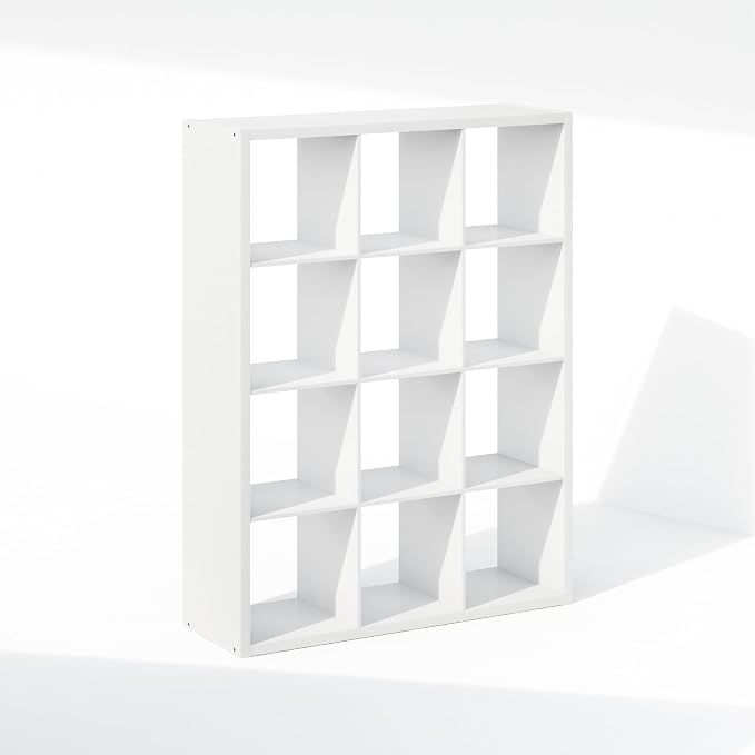 Furinno Cubic Extra Thick 12-Cube Closet Organizers and Storage, White | 14.6 x 44 x 58 in, Open Shelf Closet Storage, Closet Organizer, for Wardrobe, Bedroom, Living Room