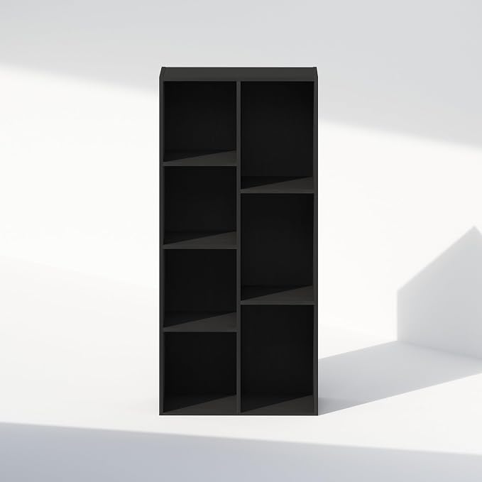 Furinno Reed Closet Organizers and Storage, 7-Cube Closet Organizer, Open Shelf Closet Storage, for Wardrobe, Bedroom, Living Room, Blackwood