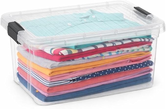 Superio Small Clear Plastic Storage Bin with Lid, 11 Qt, Non-Toxic, BPA Free, Odor Free, Organizer Storage Box, Stackable Plastic Tote for Home, Garage, School, and Office