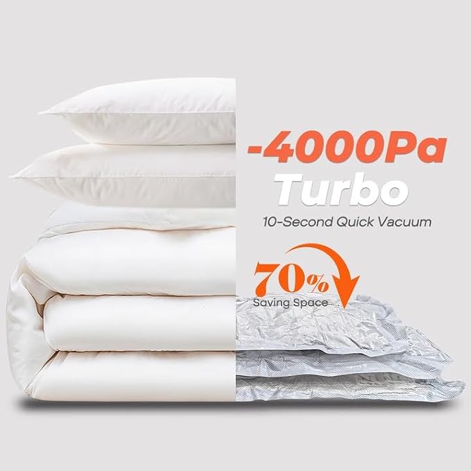 Vacbird Vacuum Seal Bags for Clothing with Rechargeable Cordless Pump, 15 Pack Vacuum Storage Space Saver Bags, Compression Packing for Clothes Bedding Blanket Pillows Comforters Luggage Travel