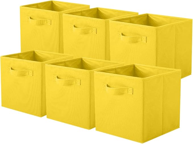 ShellKingdom Storage Bins, Foldable Fabric Storage Cubes And Cloth Storage | Storage Organizer For Closet And Toys, 10.5x10.5x11 INCH, 6 Pack (Yellow)
