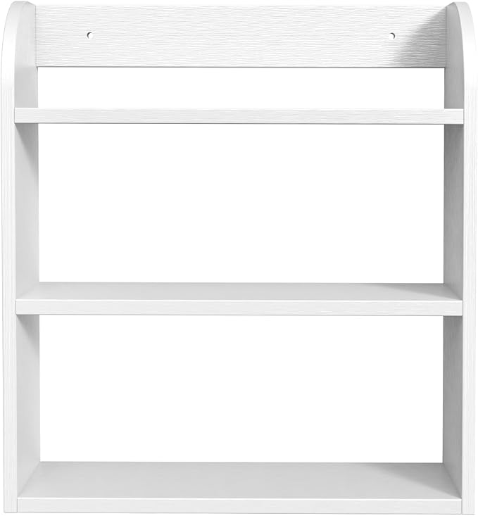 ROMGUAR CRAFT 3 Tier Bamboo Spice Rack, Countertop or Wall Mounting Wood Spice Jars Organizer Shelf for Kitche, Pantry (White)