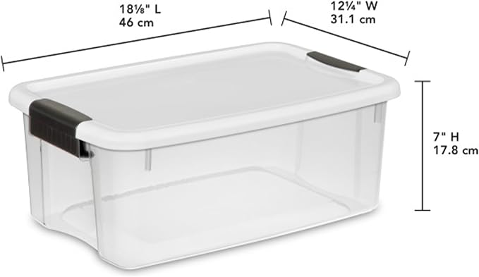 Sterilite Ultra Latch Box with Lids for Home and Office, 18 Quart, 24-Pack | Heavy-Duty and Stackable Plastic Containers with Latches for Closet, Cabinet, Bedroom, Bathroom and Dorm Room Organization