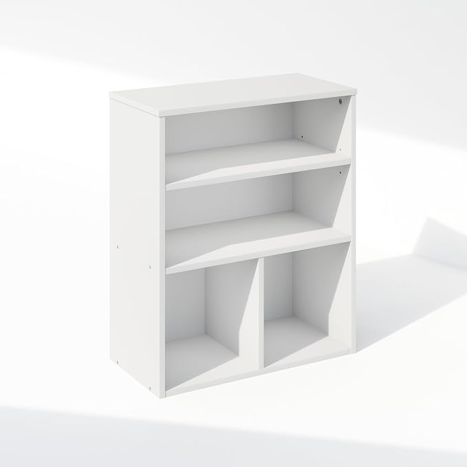 Furinno Reed Closet Organizers and Storage, 3-Tier Closet Organizer, Open Shelf Closet Storage, for Wardrobe, Bedroom, Living Room, White