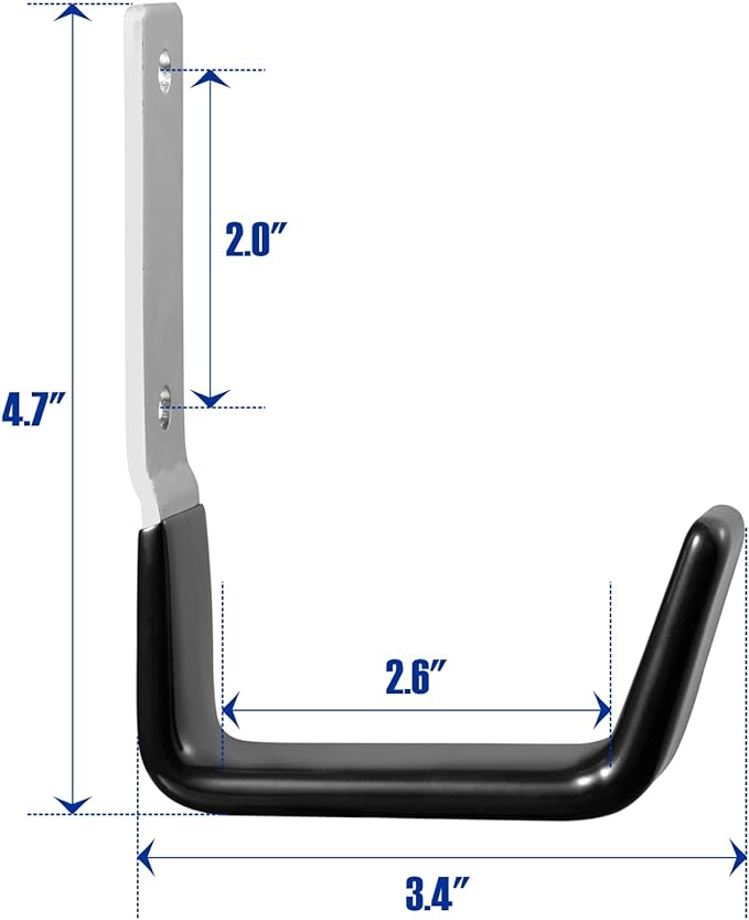 GeeWatom Heavy Duty Steel Garage Hooks,Garage Storage Utility Hooks,Anti-Slip Garage Hooks,Garage Garden Tool Organizer,Steel Wall Mount Hooks, Garden Hose Hanger, Garden J Hooks (Small-2PC)