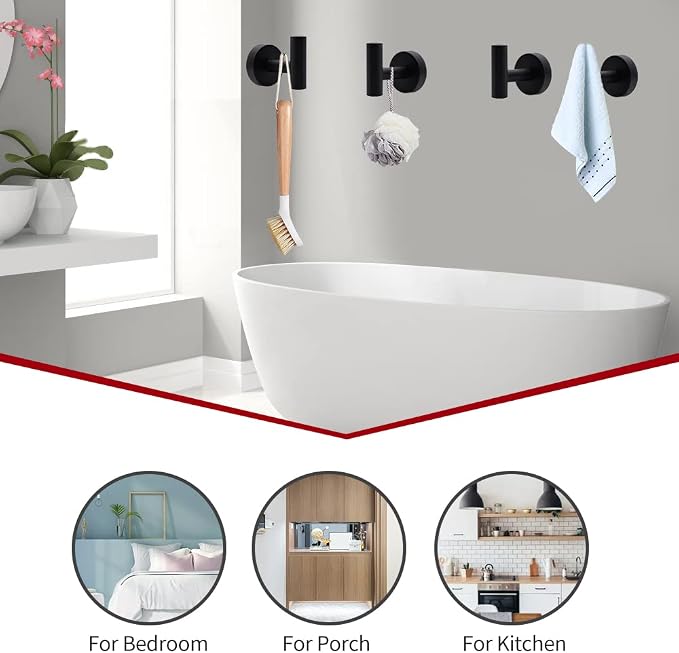 5pcs Bathroom Hardware Set, Matte Black Bathroom Hardware Set, Including 16" Hand Towel Bars, Toilet Paper Holders, Towel Rings, Robe Towel Hooks | Including 16" Hand Towel Bars, Toilet Paper Holders, Towel Rings, Robe Towel Hooks