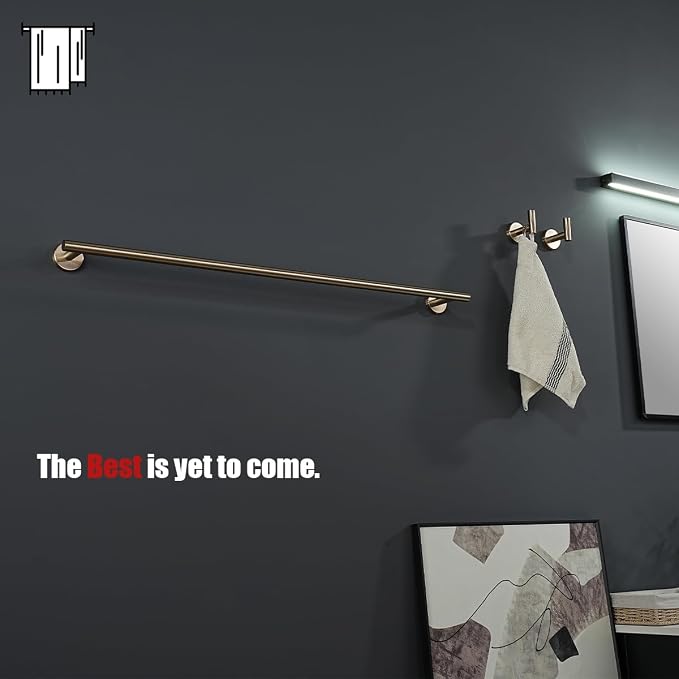 JQK Champagne Bronze Bath Towel Bar, 33 Inch 304 Stainless Steel Thicken 0.8mm Towel Rack Bathroom, Towel Holder Wall Mount, Useable Length 30 Inch, TB110L30-CB