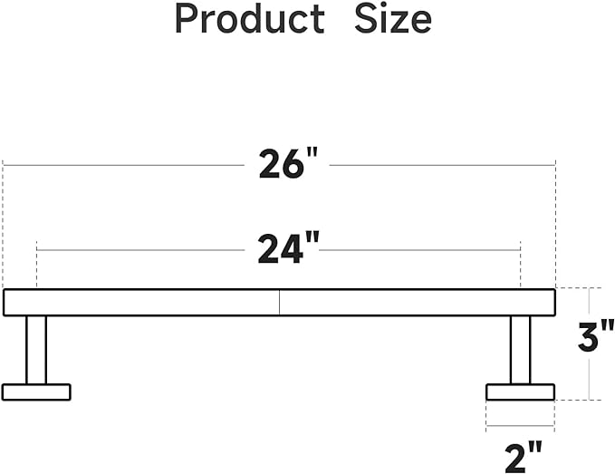 USHOWER Polished Chrome Towel Bar, 24-Inch Towel Racks for Bathroom | Thicken SUS304 Stainless Steel Towel Rod, Towel Holder Wall-Mounted, Modern Home Decor (Total Length 26-Inch)