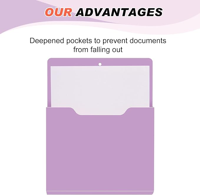 6 Pcs Magnetic Wall File Organizer Magnetic Wall File Holder Refrigerator Magazine Holder for Mail Letters Paper(Violet Color,Vertical-large)