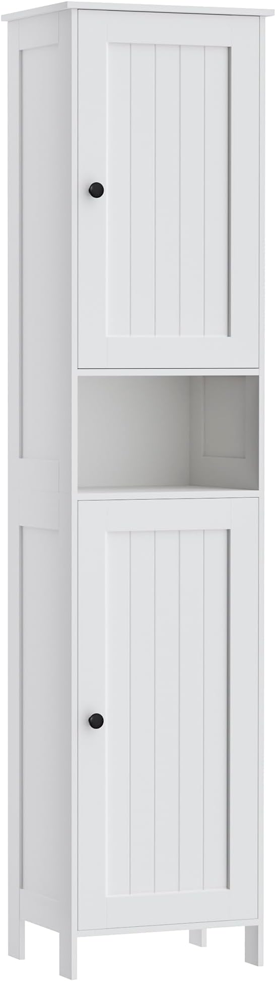 Homleke Tall Bathroom Storage Cabinet with 2 Doors, Slim Bathroom Cabinet | Narrow Storage Cabinet with Adjustable Shelves, Anti-Tip Design, Reversible Door, Easy Assembly, White, 15.7''W