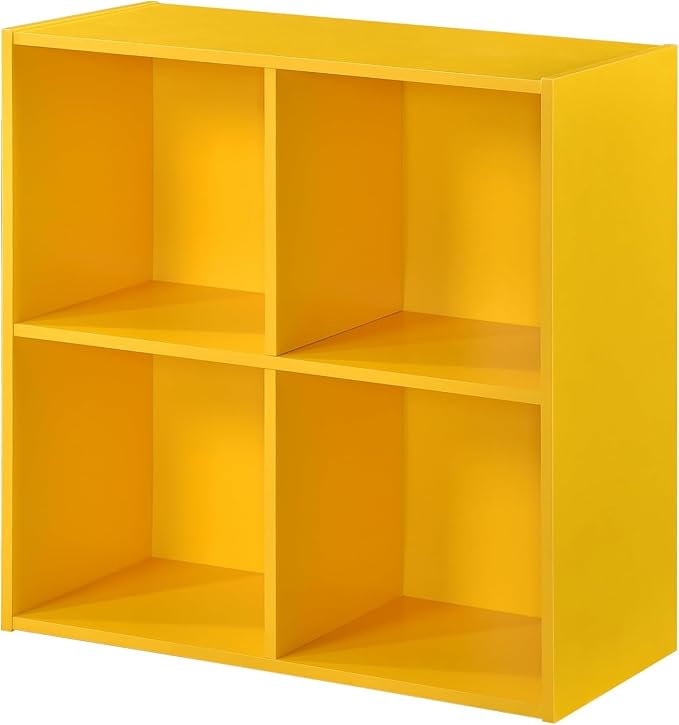 KB Designs - Yellow 4 Cube Storage Organizer Book Shelf, Toy Storage Organizer for Nursery, Kids Room, Playroom and Bedroom