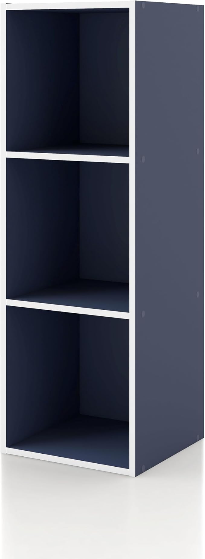 Homes: Inside + Out Apexa 3-Cube Storage Organizer Shelves, Stackable Wood Bookcase Fits Cubby Bins for Organization, Dorm Teen Room Decor & Home Office, Steel Blue
