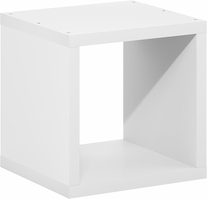 Furinno Cubicle Book Shelf, Stackable Bookshelf, Cube Storage Organizer Bookcase with Open Back, Extra Thick, 15.8" x 15.8" x 14.6", for Living Room, Bedroom, Home Office, White