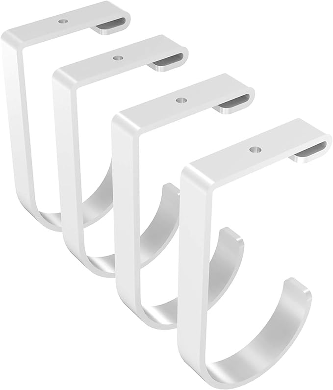 FLEXIMOUNTS 4 Pack Add-On Storage Flat Hooks, White | Accessory for Garage Ceiling Rack and Wall Shelving, Max Weight Capacity up to 50 lbs