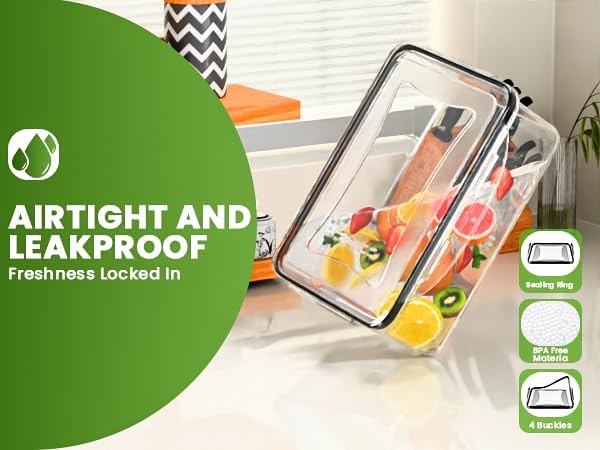 5 Pack Large Fruit Storage Containers for Fridge with Removable Colander | Plastic Food Storage Containers with Lids Airtight-Leak Proof Refrigerator Organizers and Storage of Vegetable