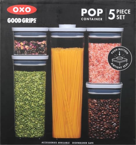 OXO Good Grips Storage Container Airtight | Stackable | For Pantry Organization | Dishwasher Safe | 5 Piece Set, Pack of 2